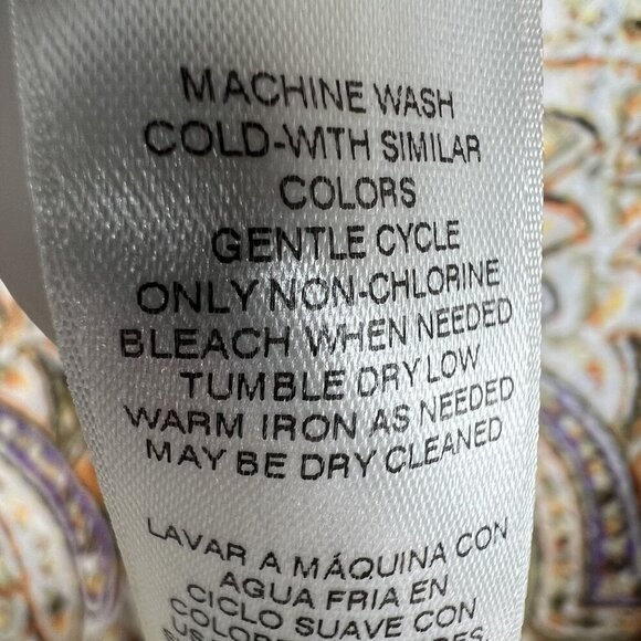 Chicos Mirrored Beauty Womens XS Paisley Sheer Asymmetric Tunic Chiffon Lace Up - Picture 14 of 15